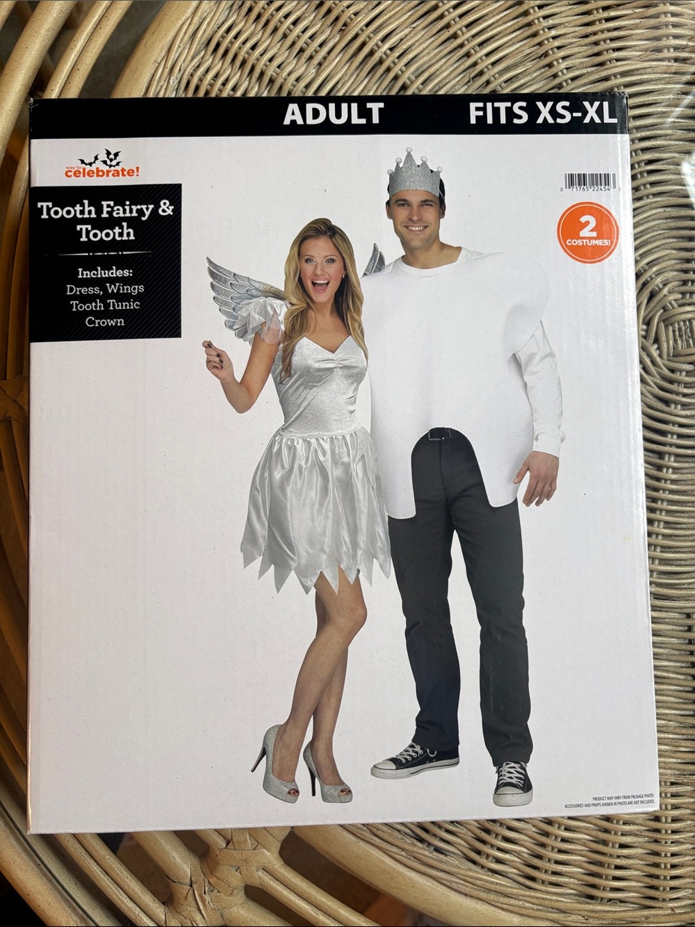 NIB  Celebrate Adult Tooth Fairy & Tooth Halloween Costume One Size XS-XL